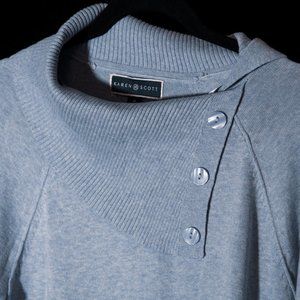 Karen Scott Button-Neck Sweater Blue